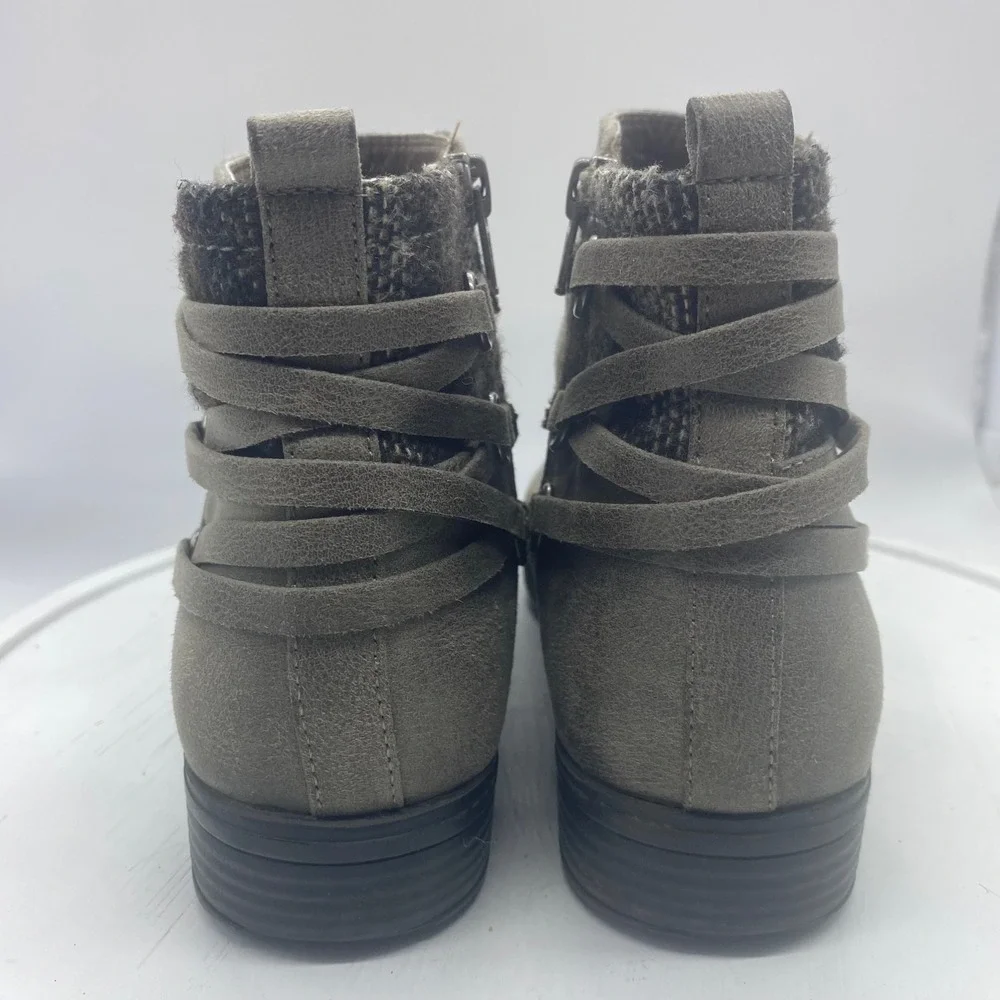White Mountain Ramone Taupe Gray Faux Leather‎ Strappy Ankle Boots Womens 7.5 M